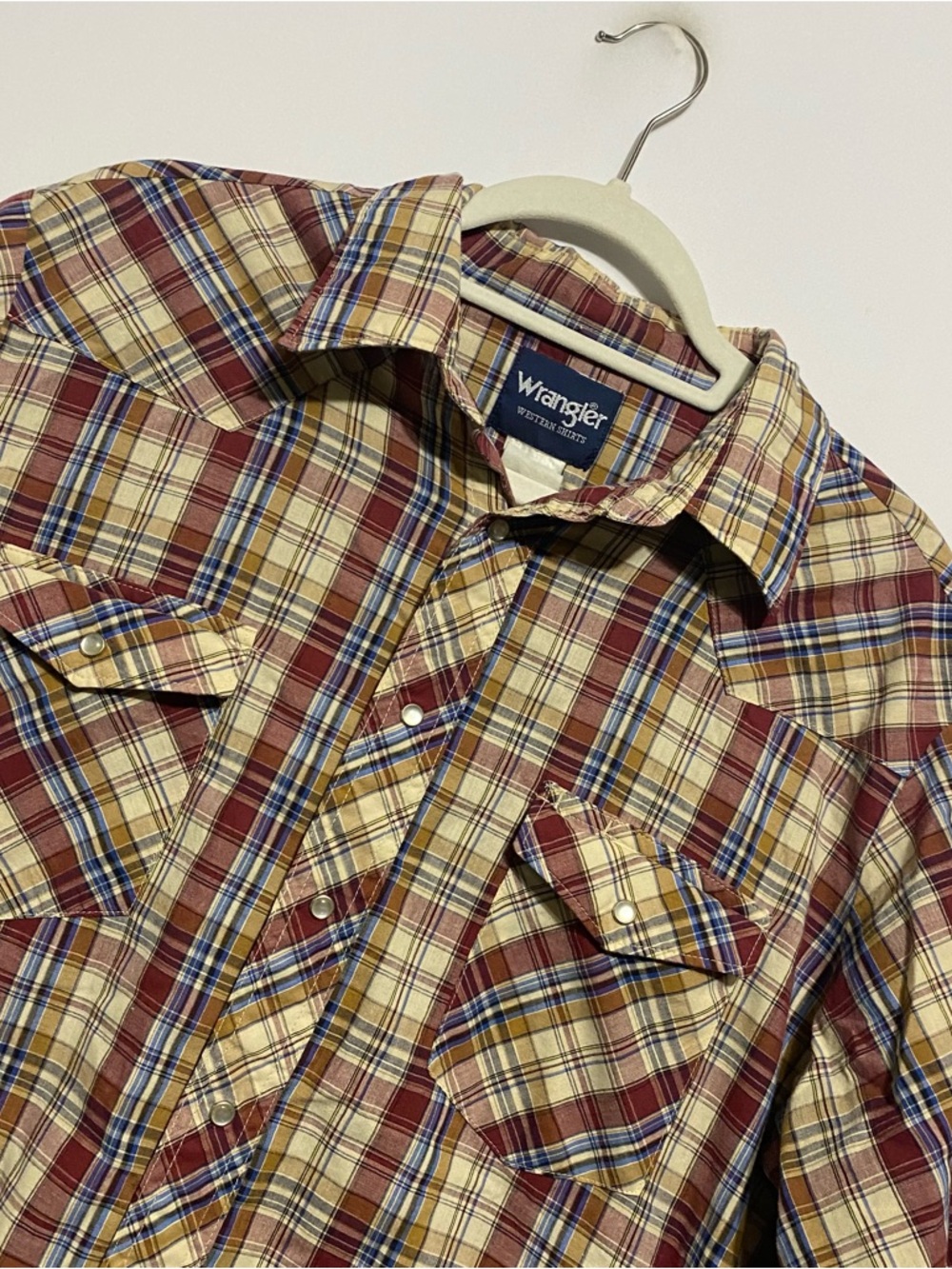 VTG Wrangler Western Shirt Mens Large Short Sleeve Pearl Snap Pro Rodeo